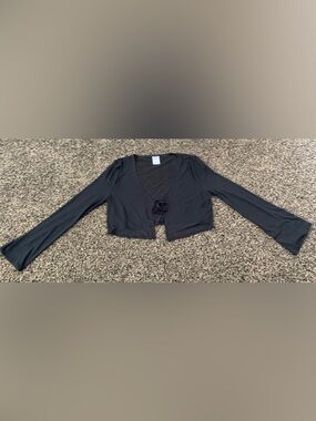 wild fable Black Sheer tie front Layering Top size S NWOT